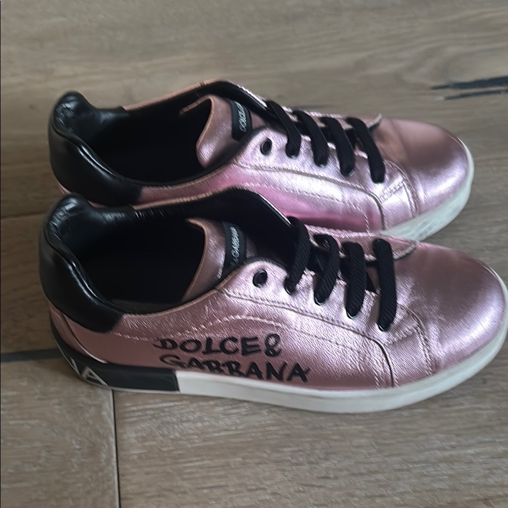 Dolce & Gabbana Kids Metallic Pink Sneakers